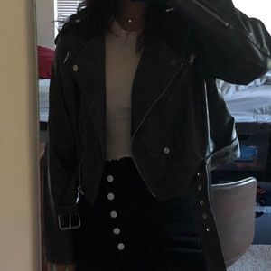 Gray Faux Leather Jacket